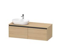 Duravit Ketho.2 bâti-support de lavabo sur console suspendu, découpe de la vasque à gauche, 1400x459x550mm, 2 tiroirs, K24888L30300000, Couleur: Décor chêne naturel