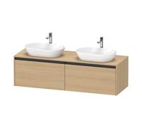 Duravit Ketho.2 bâti-support de lavabo en console, découpe du bassin des deux côtés, 1600x459x550mm, 2 tiroirs, K24889B30300000, Couleur: Décor chêne naturel