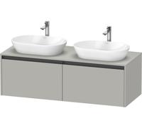 Duravit Ketho.2 Meuble sous-lavabo à colonnes suspendu, découpe du bassin des deux côtés, 1400x459x550mm, 2 tiroirs, K24888B07070000, Couleur: DÃ©cor gris bÃ©ton mat
