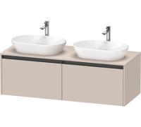 Duravit Ketho.2 Meuble sous-lavabo à colonnes suspendu, découpe du bassin des deux côtés, 1400x459x550mm, 2 tiroirs, K24888B91910000, Couleur: DÃ©cor taupe mat