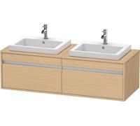 Duravit Ketho Meuble sous-lavabo sur console suspendu, 1400x426x550 mm, 2 tiroirs, pour 2 lavabos à encastrer, des deux côtés, KT6797B3030, Couleur: Décor chêne naturel