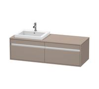 Duravit Ketho Meuble sous-lavabo sur console suspendu, 1400x426x550 mm, 2 tiroirs, pour lavabo à encastrer, position à gauche, KT6797L4343, Couleur: Décor basalte mat