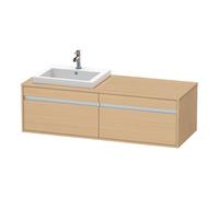Ketho Duravit vasque KT6797L3030 140x55x42,6cm, vasques à encastrer, 2 coulissants, découpe à gauche, chêne naturel
