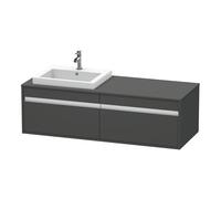 Ketho Duravit vasque KT6797L4949 140x55x42,6cm, vasques à encastrer, 2 coulissants, découpe à gauche, graphite mat