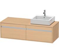 Duravit Ketho Meuble sous-lavabo sur console suspendu, 1400x426x550 mm, 2 tiroirs, pour vasque à poser, position à droite, KT6697R3030, Couleur: Décor chêne naturel