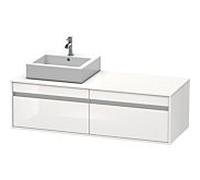Duravit Ketho Meuble sous-lavabo sur console suspendu, 1400x426x550 mm, 2 tiroirs, pour vasque à poser, position à gauche, KT6697L2222