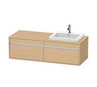 Ketho Duravit vasque KT6797R3030 140x55x42,6cm, vasques à encastrer, 2 coulissants, découpe à droite, chêne naturel
