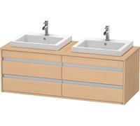 Ketho Duravit vasque KT6757B3030 140x55x49,6cm, pour vasque à encastrer, 4 tiroirs, découpe des deux côtés, chêne naturel