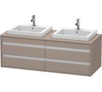 Ketho Duravit vasque KT6757B4343 140x55x49,6cm, pour vasque à encastrer, 4 tiroirs, découpe des deux côtés, basalte mat