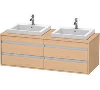 Ketho Duravit vasque KT6757B3030 140x55x49,6cm, pour vasque à encastrer, 4 tiroirs, découpe des deux côtés, chêne naturel