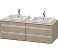 Duravit Ketho Meuble sous-vasque sur console suspendu, 1400x496x550 mm, 4 tiroirs, pour 2 lavabos à encastrer, des deux côtés, KT6757B7575, Couleur: Décor en lin