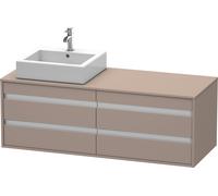 Duravit Ketho Meuble sous-vasque sur console suspendu, 1400x496x550 mm, 4 tiroirs, pour 2 vasques à poser, position à gauche, KT6657L4343, Couleur: Décor basalte mat