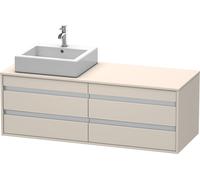 Duravit Ketho Meuble sous-vasque sur console suspendu, 1400x496x550 mm, 4 tiroirs, pour 2 vasques à poser, position à gauche, KT6657L9191
