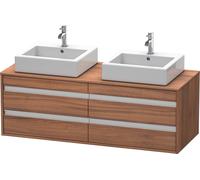 Duravit Ketho Meuble sous-vasque sur console suspendu, 1400x496x550 mm, 4 tiroirs, pour 2 vasques à poser, des deux côtés, KT6657B7979, Couleur: Décor noyer naturel