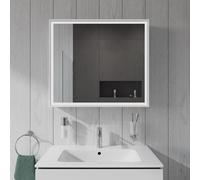 Duravit L-Cube armoire de toilette avec éclairage LED, blanc, 800x155x700mm, 2 portes, prise de courant E, LC7551018181000, Exécution: sans éclairage du lavabo