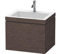 Duravit L-Cube c-bonded Ensemble suspendu, 1 tiroir, sans trop-plein, 1 trou pour robinet, 600x500x480mm, LC6916O7272, Couleur: placage en chêne véritable brossé foncé