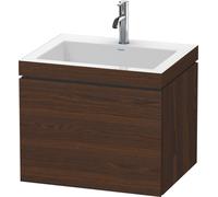 Duravit L-Cube c-bonded Ensemble suspendu, 1 tiroir, sans trop-plein, 1 trou pour robinet, 600x500x480mm, LC6916O6969, Couleur: Noyer brossé Placage bois véritable