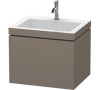 Duravit L-Cube c-bonded Ensemble suspendu, 1 tiroir, sans trop-plein, 1 trou pour robinet, 600x500x480mm, LC6916O9090, Couleur: Flanelle Vernis gris satiné mat soyeux