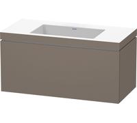 Duravit L-Cube c-bonded Ensemble suspendu, 1 tiroir, sans trop-plein, sans trou pour robinetterie, 1000x500x480mm, LC6918N9090, Couleur: Flanelle Vernis gris satiné mat soyeux