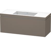 Duravit L-Cube c-bonded Ensemble suspendu, 1 tiroir, sans trop-plein, sans trou pour robinetterie, 1200x500x480mm, LC6919N9090, Couleur: Flanelle Vernis gris satiné mat soyeux