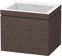 Duravit L-Cube c-bonded Ensemble suspendu, 1 tiroir, sans trop-plein, sans trou pour robinetterie, 600x500x480mm, LC6916N7272, Couleur: placage en chêne véritable brossé foncé