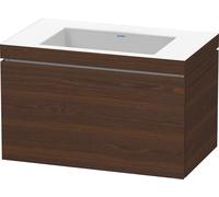 Duravit L-Cube c-bonded Ensemble suspendu, 1 tiroir, sans trop-plein, sans trou pour robinetterie, 800x500x480mm, LC6917N6969, Couleur: Noyer brossé Placage bois véritable
