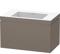 Duravit L-Cube c-bonded Ensemble suspendu, 1 tiroir, sans trop-plein, sans trou pour robinetterie, 800x500x480mm, LC6917N9090, Couleur: Flanelle Vernis gris satiné mat soyeux