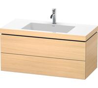 Duravit L-Cube c-bonded Ensemble suspendu, 2 tiroirs, sans trop-plein, 1 trou pour robinet, 1000x500x480mm, LC6928O7171, Couleur: Placage chêne méditerranéen en bois véritable