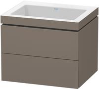 Duravit L-Cube c-bonded Ensemble suspendu, 2 tiroirs, sans trop-plein, sans trou pour robinetterie, 600x500x480mm, LC6926N9090, Couleur: Flanelle Vernis gris satiné mat soyeux