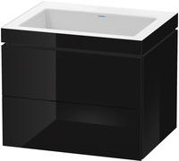 Duravit L-Cube c-bonded Ensemble suspendu, 2 tiroirs, sans trop-plein, sans trou pour robinetterie, 600x500x480mm, LC6926N4040