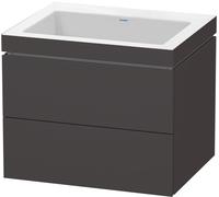L-Cube Duravit vasque LC6926N8080 60 x 48 cm, sans trou pour robinet, graphite super mat, 2 tiroirs
