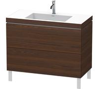 Duravit L-Cube c-bonded Ensemble vertical, 2 tiroirs, sans trop-plein, 1 trou pour robinet, 1000x698x480mm, LC6938O6969, Couleur: Noyer brossé Placage bois véritable