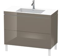 Duravit Ensemble vertical L-Cube c-bonded LC6938O8989 – 2 tiroirs, 1 trou, Laque Gris Flanelle