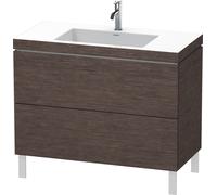 Duravit L-Cube c-bonded Ensemble vertical, 2 tiroirs, sans trop-plein, 1 trou pour robinet, 1000x698x480mm, LC6938O7272, Couleur: placage en chêne véritable brossé foncé
