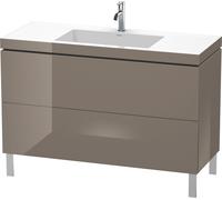 Duravit L-Cube c-bonded Ensemble vertical, 2 tiroirs, sans trop-plein, 1 trou pour robinet, 1200x698x480mm, LC6939O8989, Couleur: Laque haute brillance Gris Flanelle