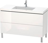 Duravit L-Cube c-bonded Ensemble vertical, 2 tiroirs, sans trop-plein, 1 trou pour robinet, 1200x698x480mm, LC6939O8585, Couleur: Laque brillante blanche
