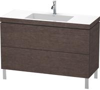 Duravit L-Cube c-bonded Ensemble vertical, 2 tiroirs, sans trop-plein, 1 trou pour robinet, 1200x698x480mm, LC6939O7272, Couleur: placage en chêne véritable brossé foncé
