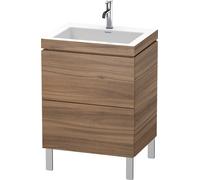 Duravit L-Cube c-bonded Ensemble vertical, 2 tiroirs, sans trop-plein, 1 trou pour robinet, 600x698x480mm, LC6936O7979, Couleur: Décor noyer naturel