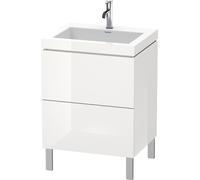 Duravit Meuble vertical L-Cube LC6936O8585 2 tiroirs sans trop-plein 1 trou robinet laque blanche