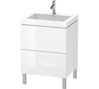 Duravit L-Cube c-bonded Ensemble vertical, 2 tiroirs, sans trop-plein, 1 trou pour robinet, 600x698x480mm, LC6936O8383
