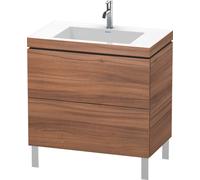 Duravit L-Cube c-bonded Ensemble vertical, 2 tiroirs, sans trop-plein, 1 trou pour robinet, 800x698x480mm, LC6937O7979, Couleur: Décor noyer naturel