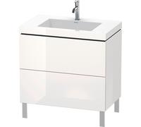 Duravit L-Cube c-bonded Ensemble vertical, 2 tiroirs, sans trop-plein, 1 trou pour robinet, 800x698x480mm, LC6937O8585, Couleur: Laque brillante blanche