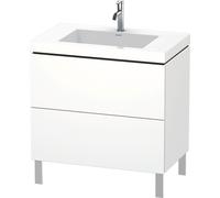 Duravit L-Cube c-bonded Ensemble vertical, 2 tiroirs, sans trop-plein, 1 trou pour robinet, 800x698x480mm, LC6937O1818, Couleur: Décor blanc mat