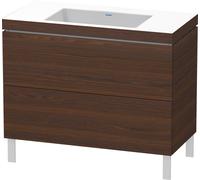 Duravit L-Cube c-bonded Ensemble vertical, 2 tiroirs, sans trop-plein, sans trou pour robinetterie, 1000x698x480mm, LC6938N6969, Couleur: Noyer brossé Placage bois véritable