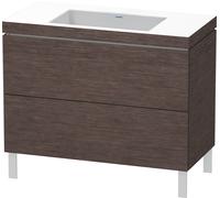Duravit L-Cube c-bonded Ensemble vertical, 2 tiroirs, sans trop-plein, sans trou pour robinetterie, 1000x698x480mm, LC6938N7272, Couleur: placage en chêne véritable brossé foncé