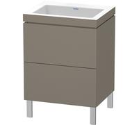 Duravit L-Cube c-bonded Ensemble vertical, 2 tiroirs, sans trop-plein, sans trou pour robinetterie, 600x698x480mm, LC6936N9090, Couleur: Flanelle Vernis gris satiné mat soyeux