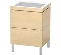 L-Cube Duravit vasque LC6936N7171 60 x 48 cm, sans trou pour robinet, chêne méditerranéen, 2 coulissants, au sol