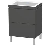 Duravit L-Cube c-bonded Ensemble vertical, 2 tiroirs, sans trop-plein, sans trou pour robinetterie, 600x698x480mm, LC6936N4949, Couleur: Décor graphite mat