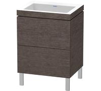 Duravit L-Cube c-bonded Ensemble vertical, 2 tiroirs, sans trop-plein, sans trou pour robinetterie, 600x698x480mm, LC6936N7272, Couleur: placage en chêne véritable brossé foncé