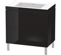 Duravit L-Cube c-bonded Ensemble vertical, 2 tiroirs, sans trop-plein, sans trou pour robinetterie, 800x698x480mm, LC6937N4040, Couleur: Laque noire brillante